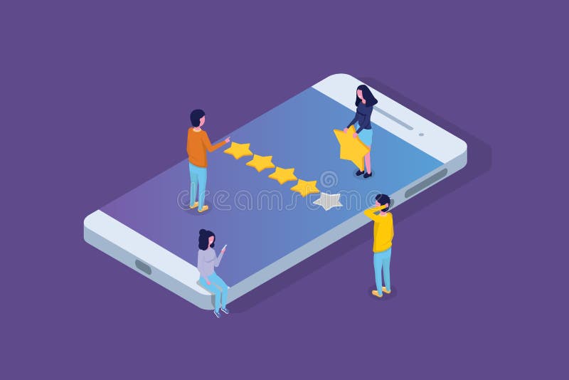 Customer review, Usability Evaluation, Feedback, Rating system isometric concept. royalty free illustration
