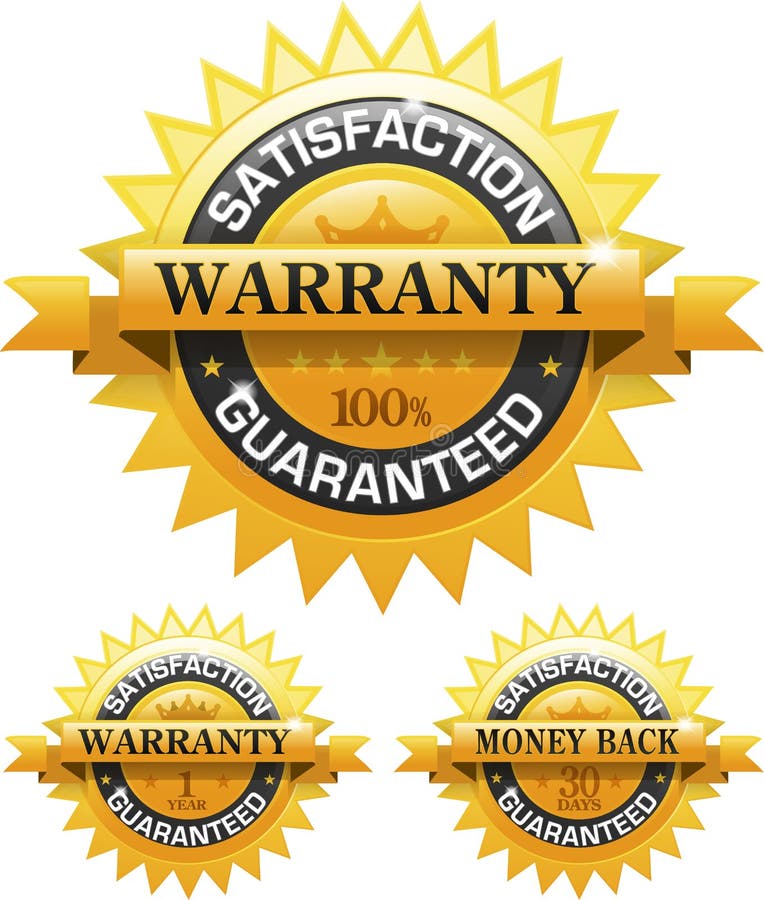 Customer satisfaction guaranteed gold badge stock illustration