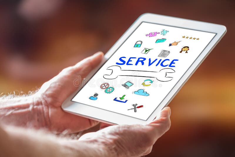 Customer Service Concept on a Tablet Stock Image Image of hand, help