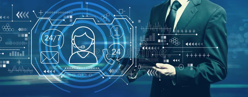 Customer Service 24 Hours 7 Days a Week with Person Using a Laptop