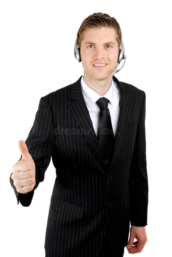 Happy Customer Service Agent with Headset on Stock Photo Image of