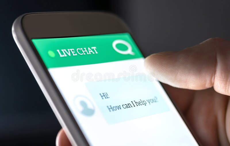 Customer service and support live chat with chatbot and automatic messages or human servant. Assistance and help with mobile phone