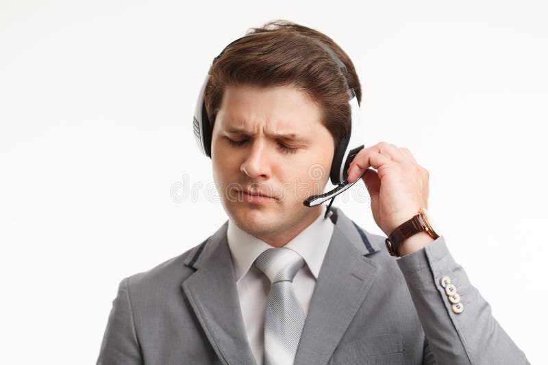Customer Support Phone Operator at Office. in a Studio. Stock Image