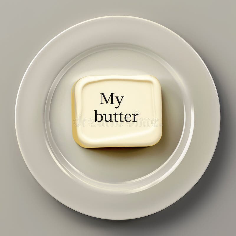 Customized Butter Pat on Elegant White Plate. Generative Ai Stock