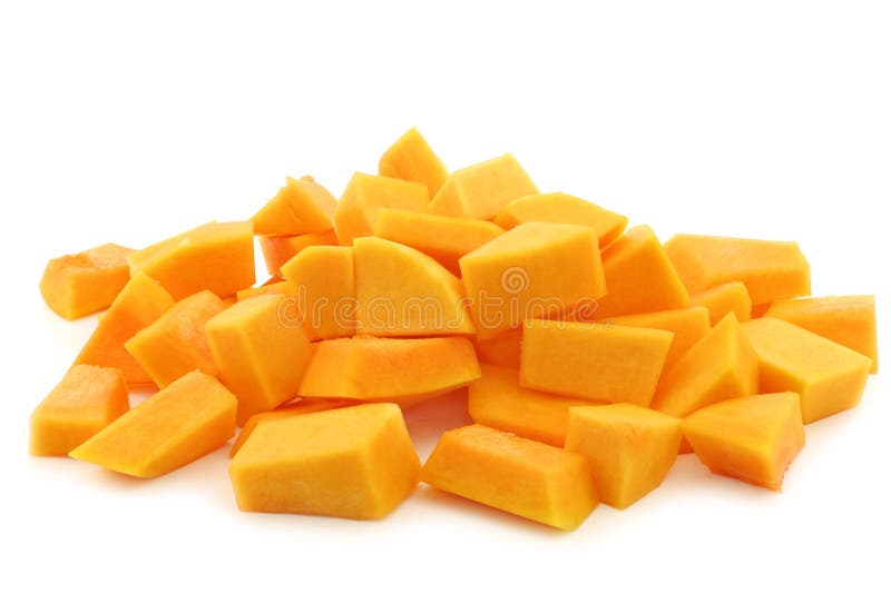 Cut blocks of butternut pumpkin