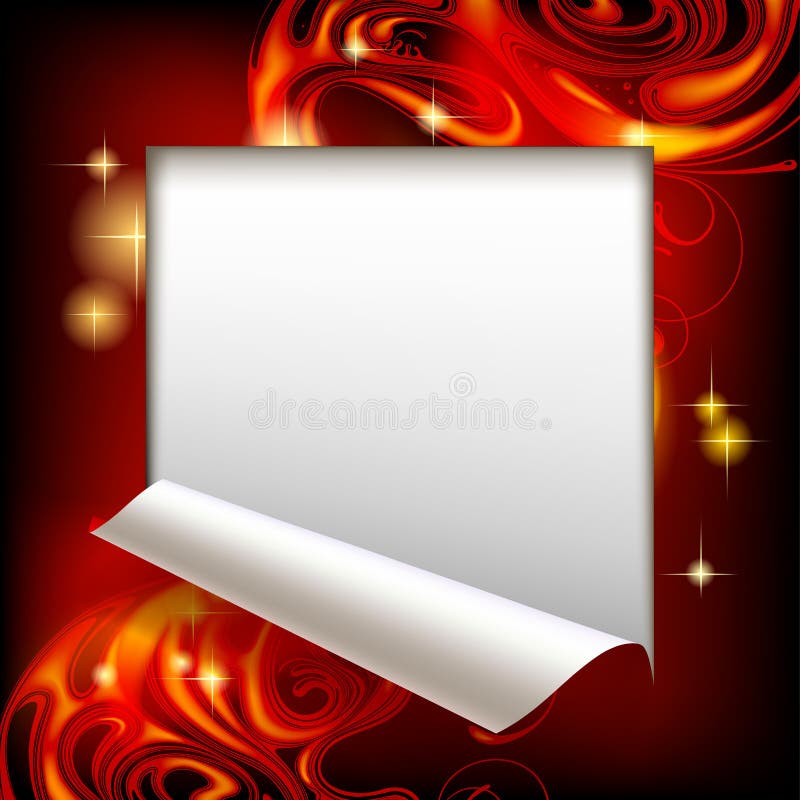 Cut framed paper sheet with red abstract luminous fantasy background royalty free illustration