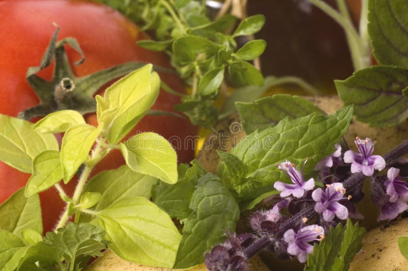 Cut fresh herbs and vegetables