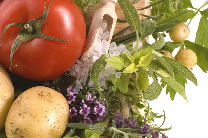 Cut fresh herbs and vegetables