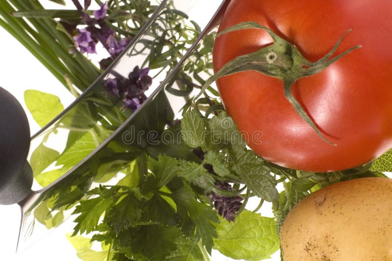 Cut fresh herbs and vegetables