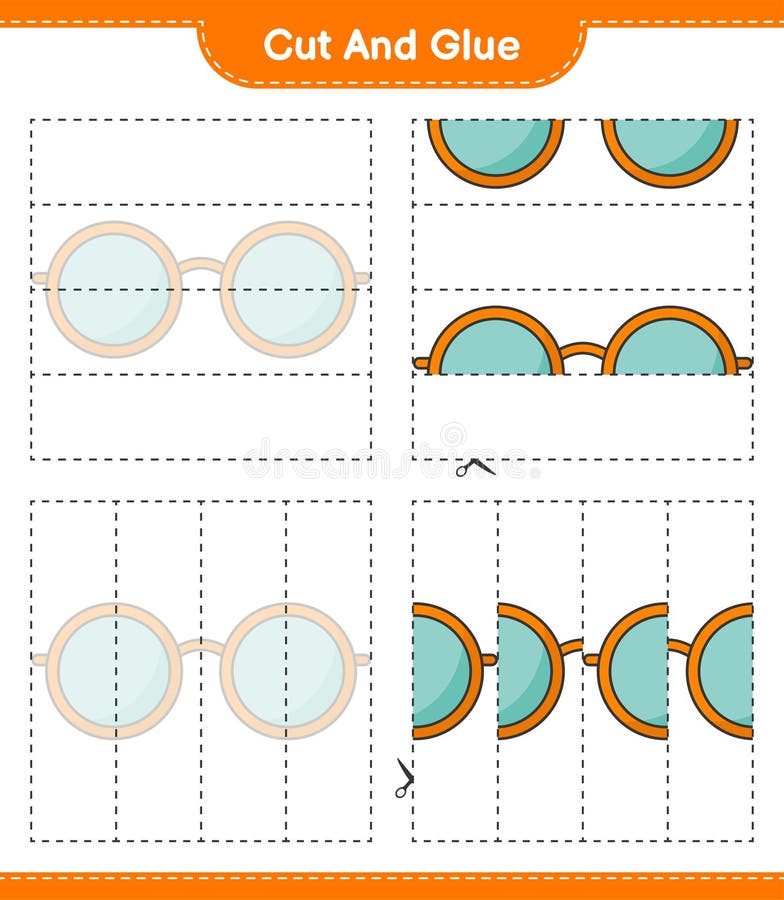 Cut and Glue, Cut Parts of Sunglasses and Glue Them. Educational