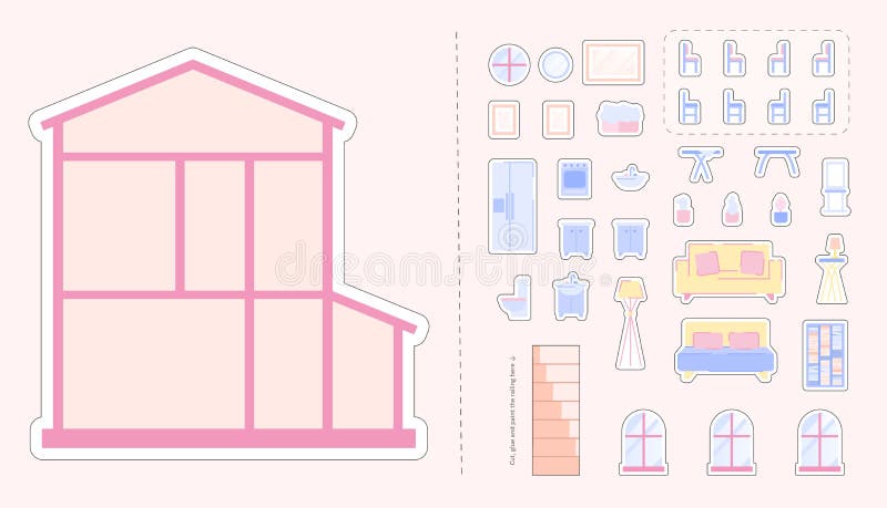 Toy House. Drawing Worksheet. Stock Vector - Illustration of girl