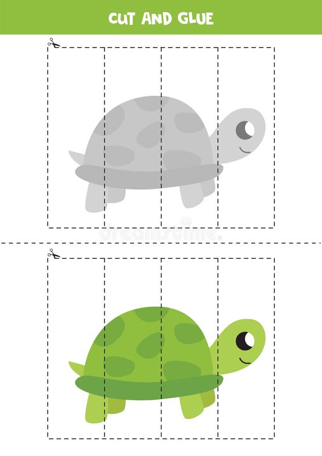 evidence Viewer Expression Cut and Glue Game for Kids. Cute Cartoon Green Turtle. Stock Vector -  Illustration of objects, game: 194445185
