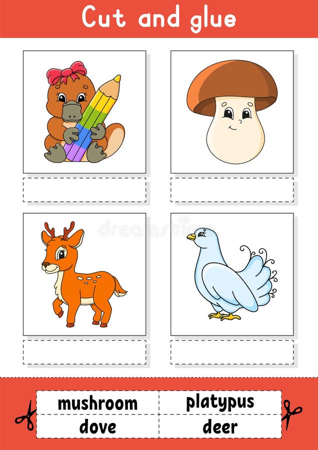 Cut and Glue. Game for Kids. Learn English Words. Education Developing Worksheet. Color Activity Page Stock Vector - Illustration of paper, guess: 206221695 Cut and Glue. Game for Kids. Learn English Words. Education Developing Worksheet. Color Activity Page Stock Vector - Illustration of paper, guess: 206221695