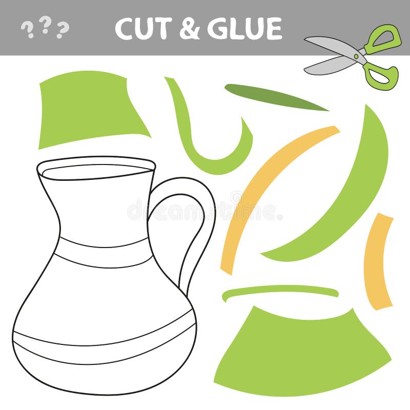 Cut and Glue - Simple Game for Kids. Umbrella in Cartoon Style