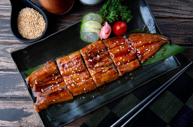 Cut grilled Japanese eel.