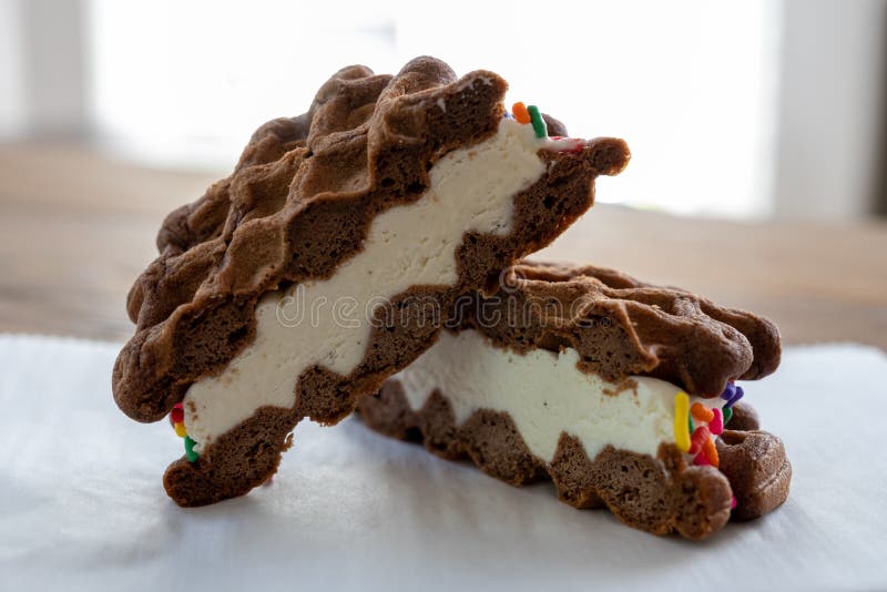Cut in Half Ice Cream Sandwich with Sprinkles Stacked Stock Photo Image of copy, tasty 197332792