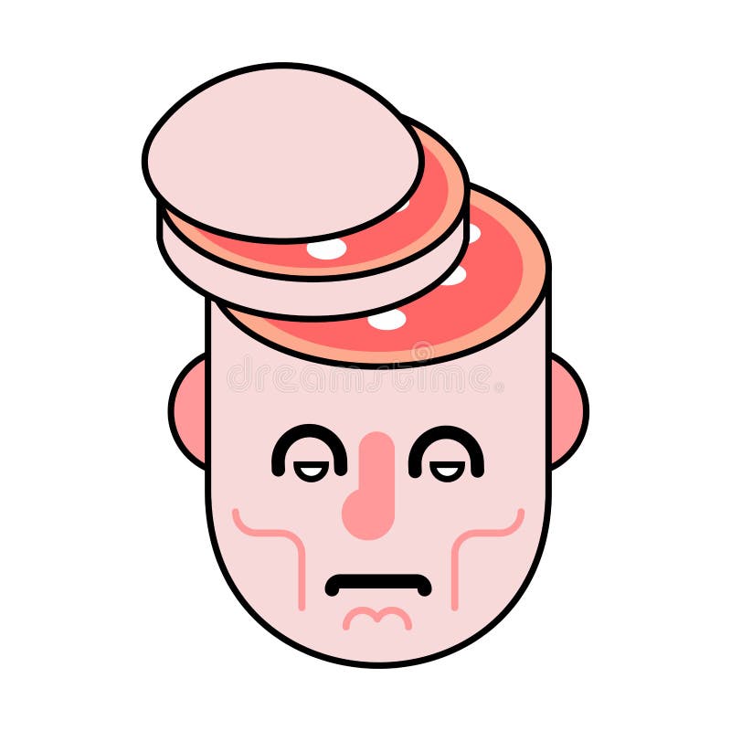 Brain in Skull. Broken Skeleton Head. Vector Stock Vector