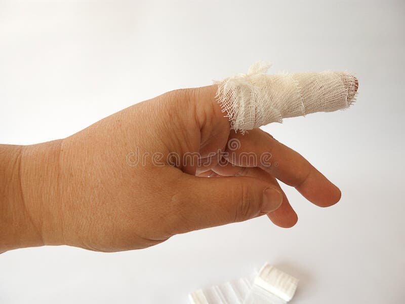 Cut Index Finger. Processed with a Bandage Stock Photo - Image of hand,  pain: 161241470