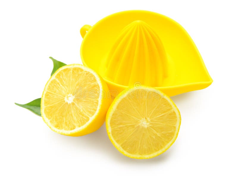 Cut Lemon with Juicer on White Background Stock Photo Image of lemon