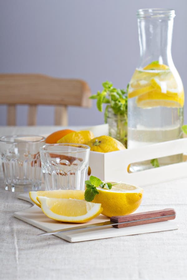 Cut Lemons on a Cutting Board Stock Photo Image of fruit, slice 39327858