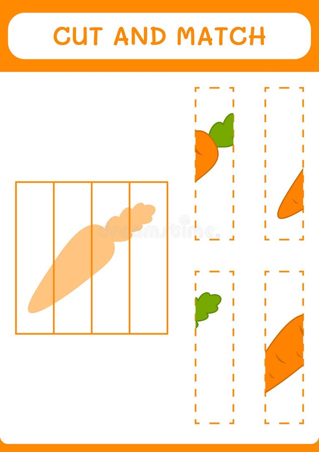 Cut and Match Parts of Carrot, Game for Children. Vector Stock Vector ...