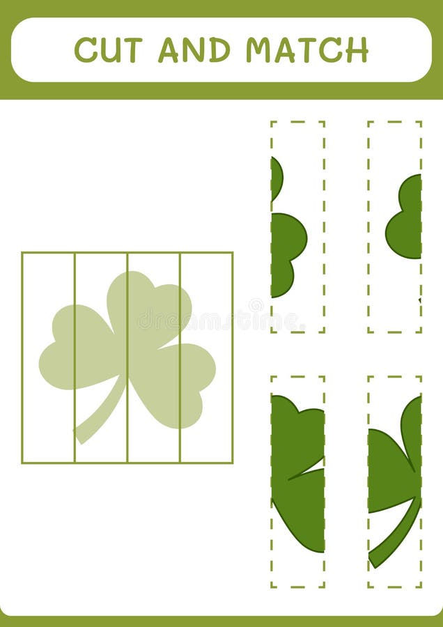 Cut and Match Parts of Clover, Game for Children. Vector Stock Vector ...