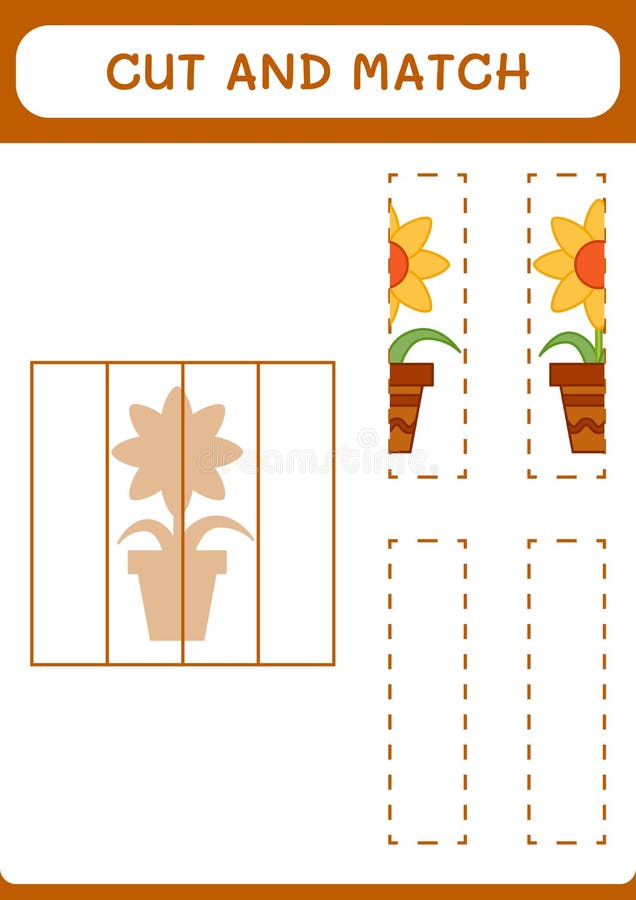 Cut and Match Parts of Flower, Game for Children. Vector Stock Vector ...