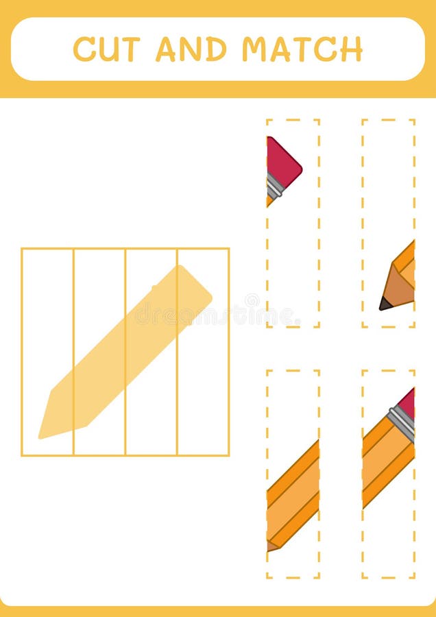 Cut and Match Parts of Pencil, Game for Children. Vector Stock Vector ...