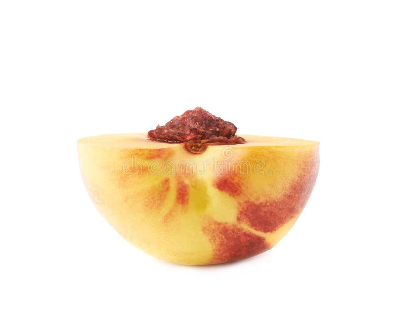 Cut Open Nectarine Half Isolated Stock Photo Image of nutritious