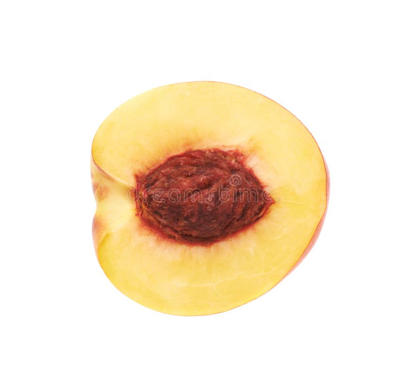 Cut Open Nectarine Half Isolated Stock Image Image of fresh, ripe
