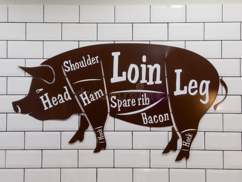 Cut out depicting pork cuts