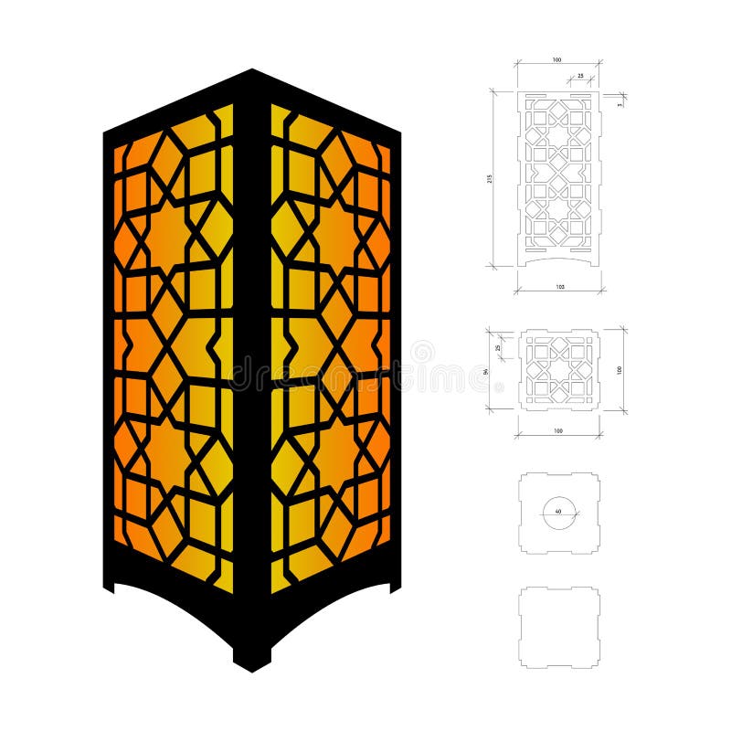 Cut out template for lamp stock vector. Illustration of pattern