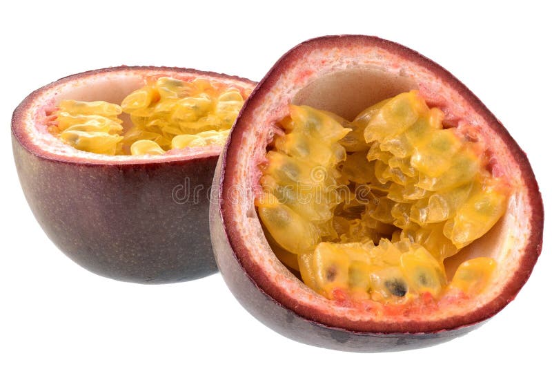 Cut Passion Fruit Close Up Isolated Stock Photo Image of vegetarian