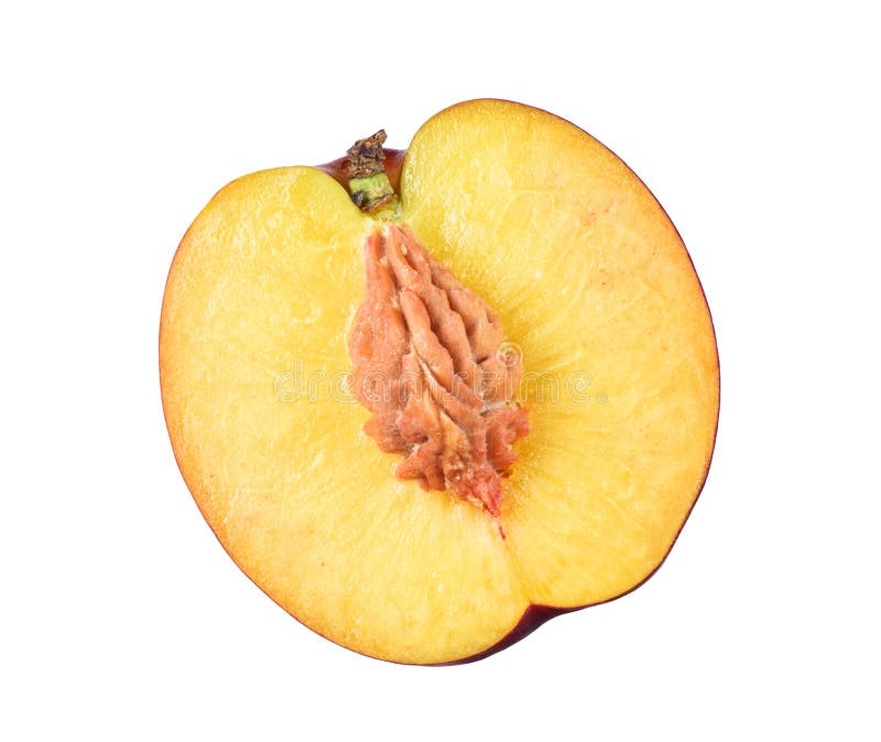 Cut peach fruits isolated