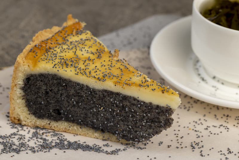 A Cut Piece of Cake with Poppy Seed Filling Stock Photo Image of