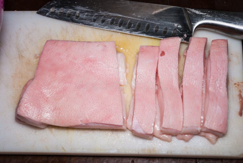 Cut Raw Pork Skin on Chopping Board Stock Photo Image of cook