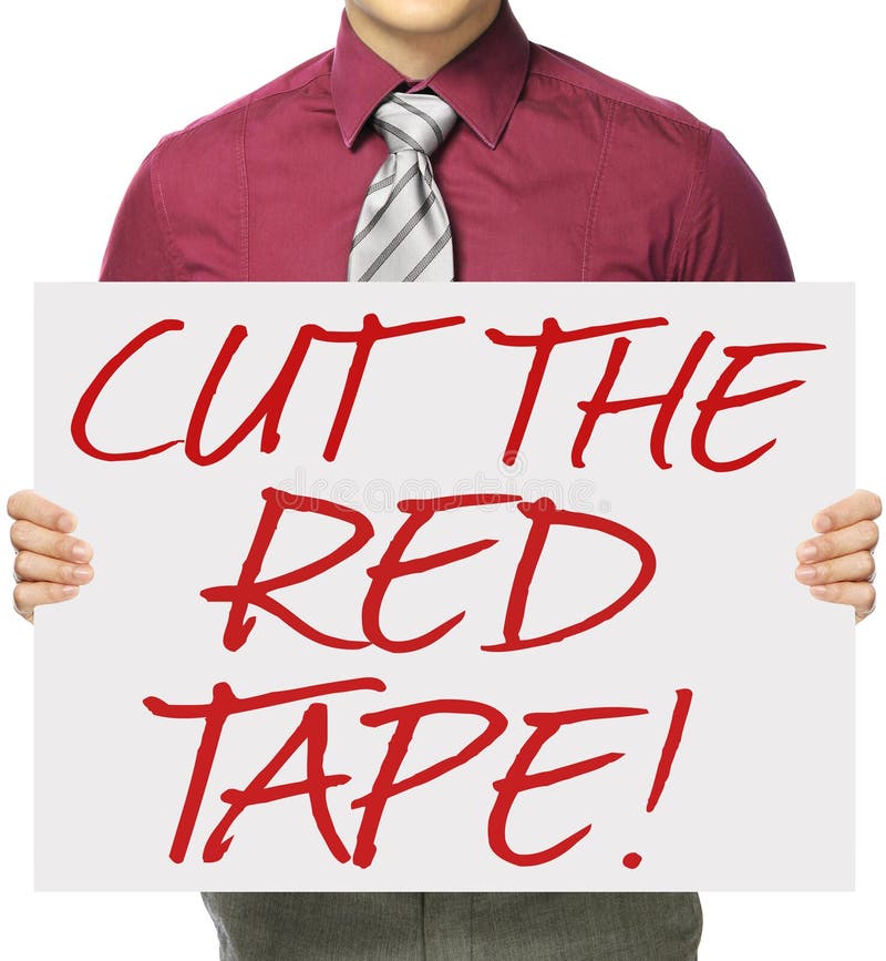 Cut the Red Tape stock photo. Image of isolated, placard 53338794