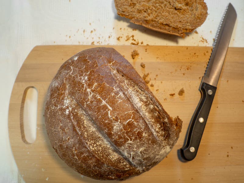 Cut Rye Bread Lies on the Board. Fresh Bakery Stock Image Image of