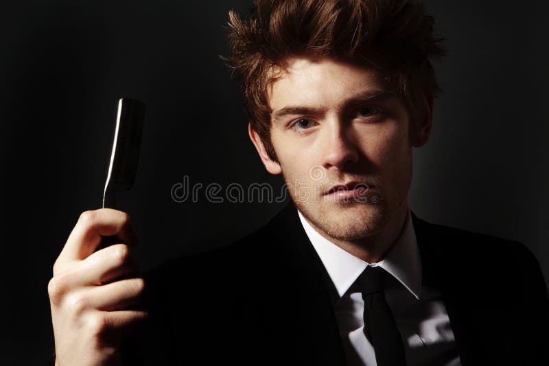 Cut throat razor stock image. Image of shadow, straight 23966991