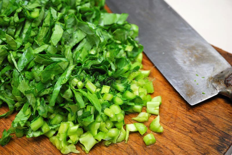 Cut vegetables on chopping board