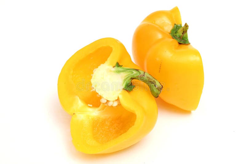 Cut yellow bell pepper on top