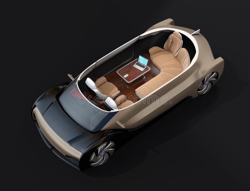 Cutaway self driving electric car on black background royalty free illustration Cutaway self driving electric car on black background royalty free illustration