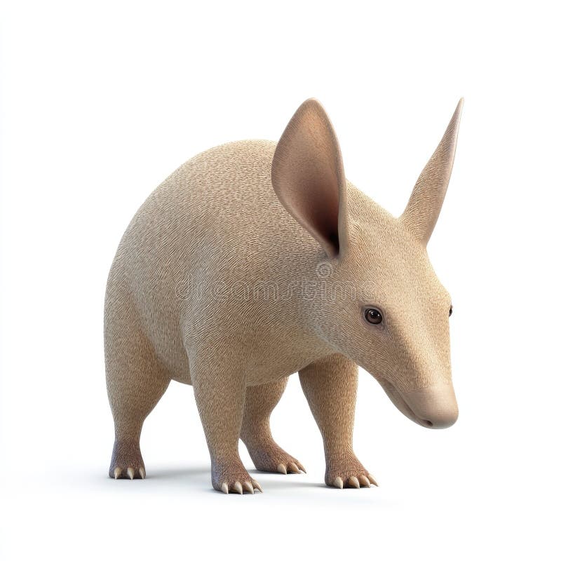 Cute Aardvark uroczy ssak z długimi uszami izolowany na białym tle. Ten uroczy renderowanie 3D pokazuje uroczy fartuch swoich dużych uszu i wyjątkowe cechy widoczne na czystym białym tle. Idealny do książek dla dzieci materiały edukacyjne i prezentacje.