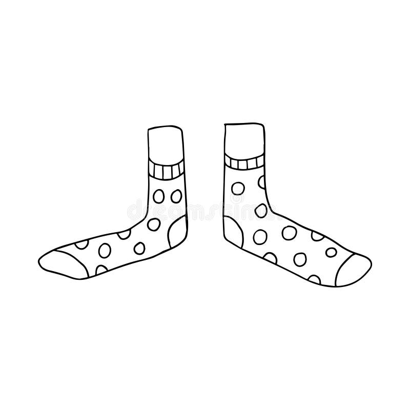 Cute Doodle Foots with Socks of Polka Dot Ornament Stock Vector ...