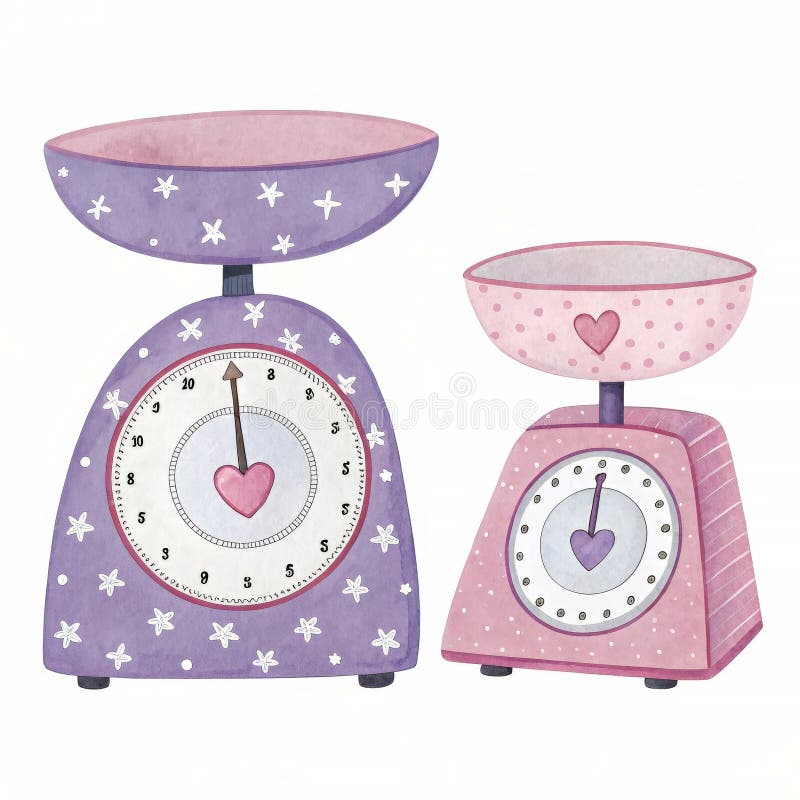 Cute acquerelli in cucina in porpora e rosa per avventure di cucina affascinanti royalty illustrazione gratis