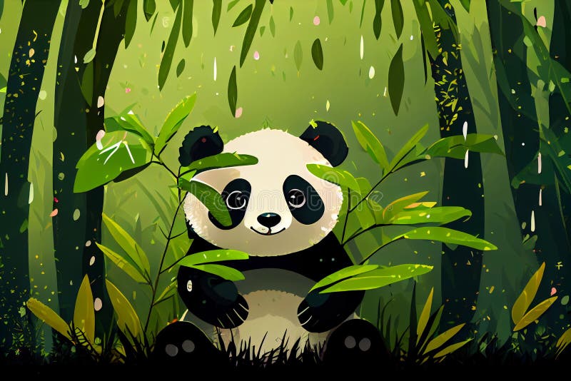 Kawaii panda, anime panda Stock Illustration