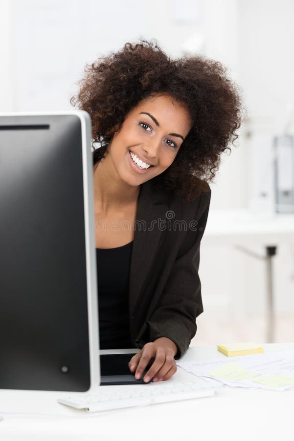 Cute African American businesswoman royalty free stock photo
