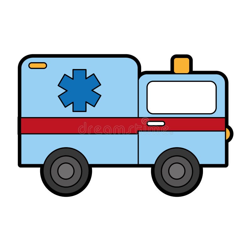 Cute ambulance car cartoon stock vector. Illustration of emergency