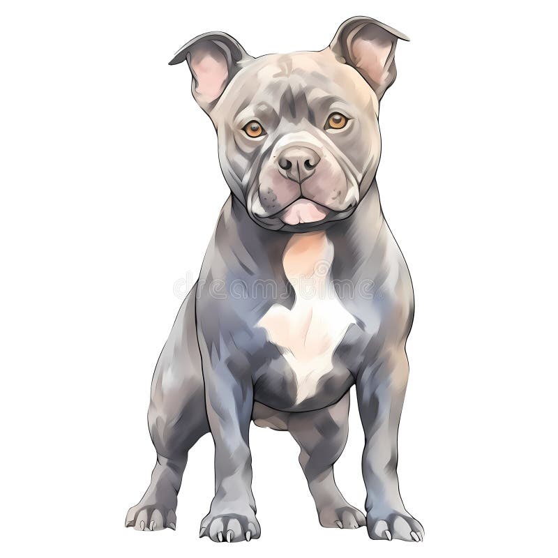 Cute American Pitbull Puppy Watercolor Clipart Illustration AI ...