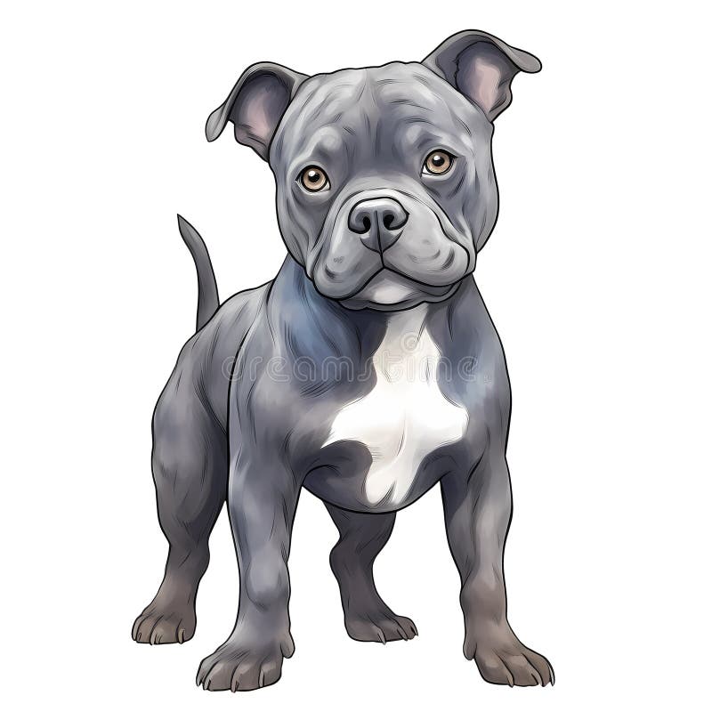 Cute American Pitbull Puppy Watercolor Clipart Illustration AI ...